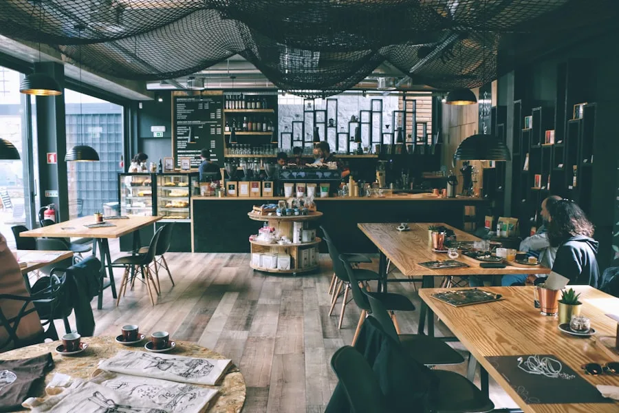Balcão de um café pequeno